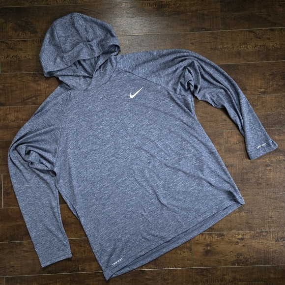 Nike Other - Nike Hydroguard Swim Midnight Navy  Long Sleeve Hooded Rashguard Size XL